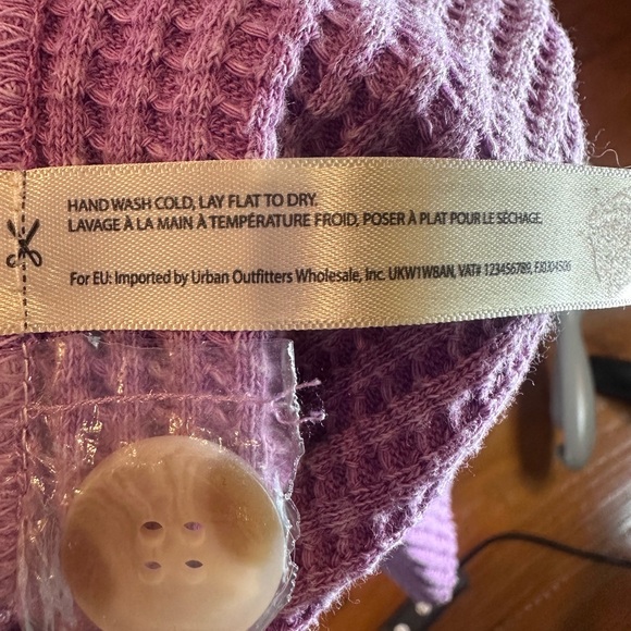 Free People One Scout Jacket, pink/purple waffle button up Size Large - Picture 7 of 7